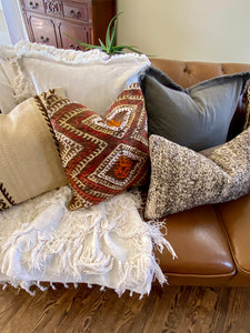 Kilim 16" x 16" - Dark Brown & Natural #2