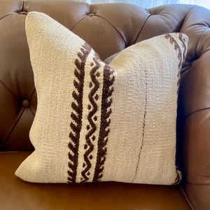Kilim 16" x 16" - Dark Brown & Natural #1