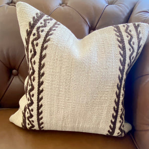 Kilim 16" x 16" - Dark Brown & Natural #2